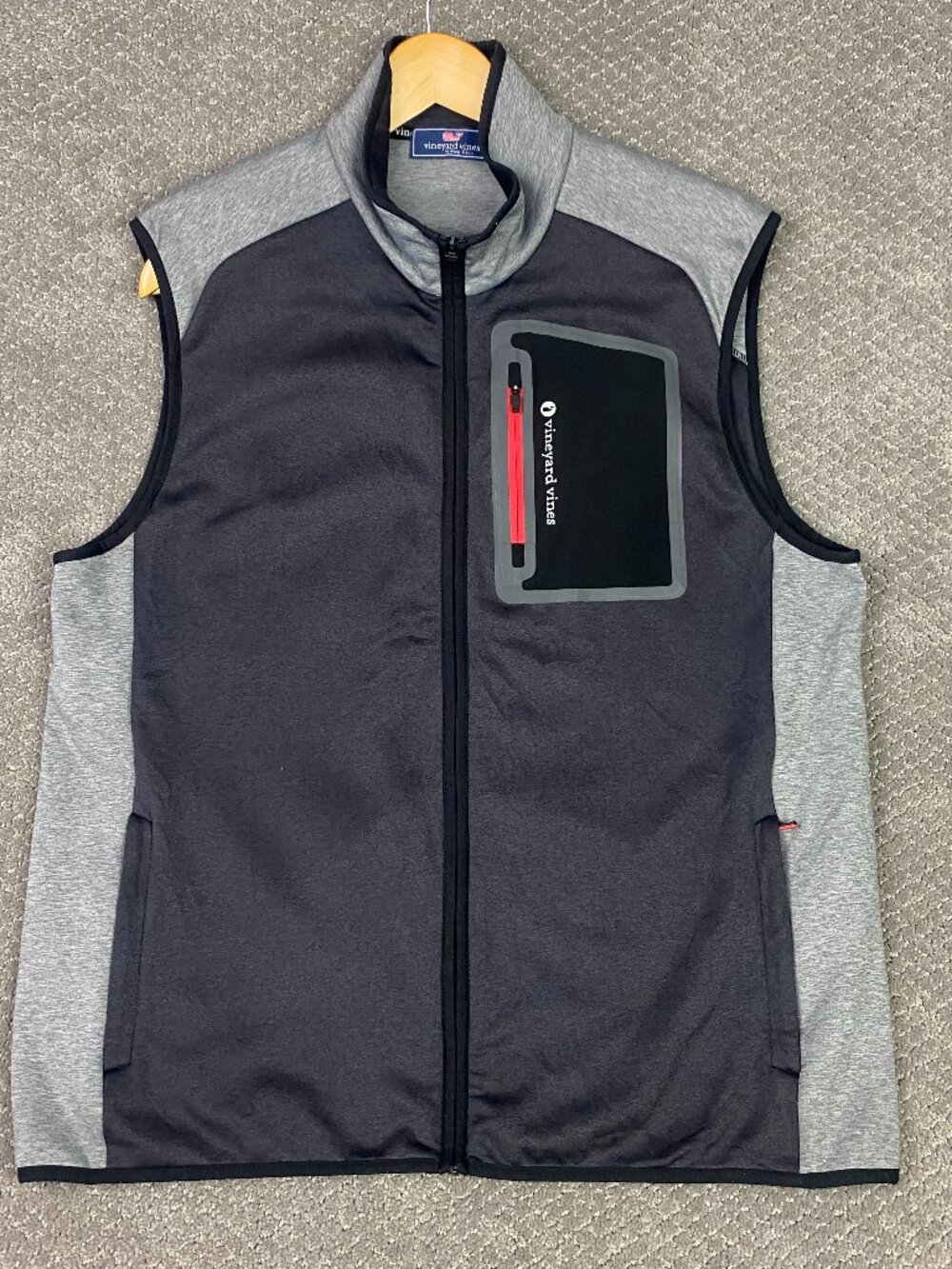Vineyard Vines Performance Powerstretch Vest Mens Large Charcoal Gray Tech